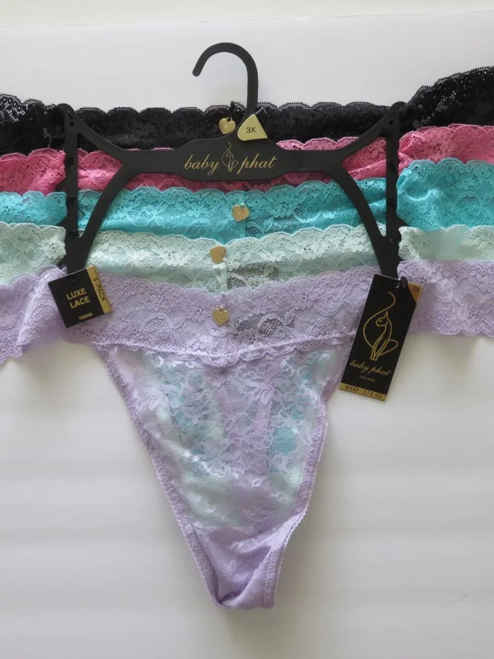 (#141) 5-pack baby phat Luxe Lace Thong underwear panties